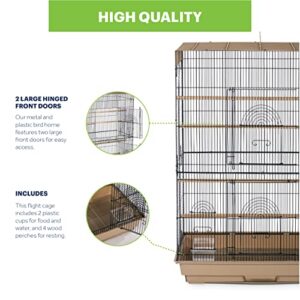 Prevue Pet Products Flight Cage for Multiple Small Birds, Steel Metal and Plastic Cage Home Crate Enclosure for Birds, Standing Birdcage, Brown/Black