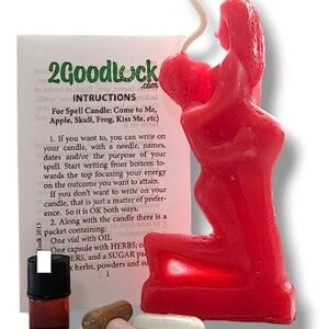 Red 5.75" Inch Domination Candle Kit with Man & Woman. Spells and Rituals - Kit Vela Dominación con Hombre y Mujer para Rituales y Hechizos.