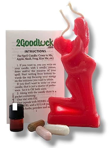 Red 5.75" Inch Domination Candle Kit with Man & Woman. Spells and Rituals - Kit Vela Dominación con Hombre y Mujer para Rituales y Hechizos.