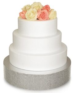 occasions bling wedding cake stand (holds 150 lbs) cupcake base, decorative centerpiece for parties (18'' round, silver)