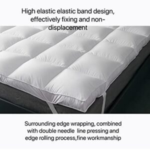 ROSE FEATHER Goose Down Feather Bed Mattress Topper,Down Matress Topper Cover with Straps, Breathable Soft Fluffy Baffled Pillowtop Mattress Pad Feather Topper Queen-All Season,Size:60x80inchs