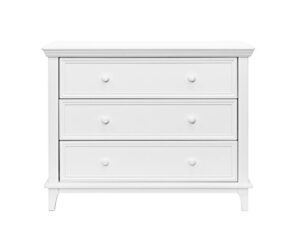 contours easy-to-assemble transitional 3-drawer dresser - built-in hardware, changing table height, 3 spacious drawers, sculpted wooden knobs, anti-tip kit, white