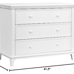 Contours Easy-to-Assemble Transitional 3-Drawer Dresser - Built-in Hardware, Changing Table Height, 3 Spacious Drawers, Sculpted Wooden Knobs, Anti-Tip Kit, White