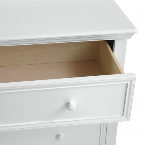 Contours Easy-to-Assemble Transitional 3-Drawer Dresser - Built-in Hardware, Changing Table Height, 3 Spacious Drawers, Sculpted Wooden Knobs, Anti-Tip Kit, White