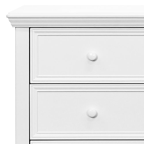 Contours Easy-to-Assemble Transitional 3-Drawer Dresser - Built-in Hardware, Changing Table Height, 3 Spacious Drawers, Sculpted Wooden Knobs, Anti-Tip Kit, White