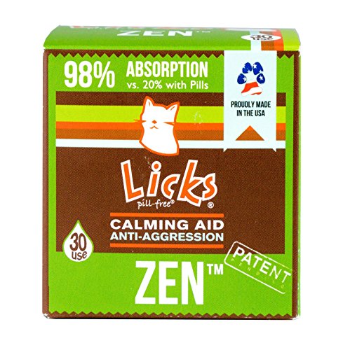 Licks Pill-Free Zen Cat Calming - Natural Calming Aid for Aggressive Behavior and Nervousness - Calming Cat Treats for Stress Relief & Cat Health - Gel Packets - 30 Use