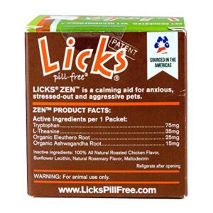 Licks Pill-Free Zen Cat Calming - Natural Calming Aid for Aggressive Behavior and Nervousness - Calming Cat Treats for Stress Relief & Cat Health - Gel Packets - 30 Use