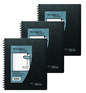 3 pack of cambridge business notebook with pocket, hardbound, 8.5 x 11 inches, black (06100)