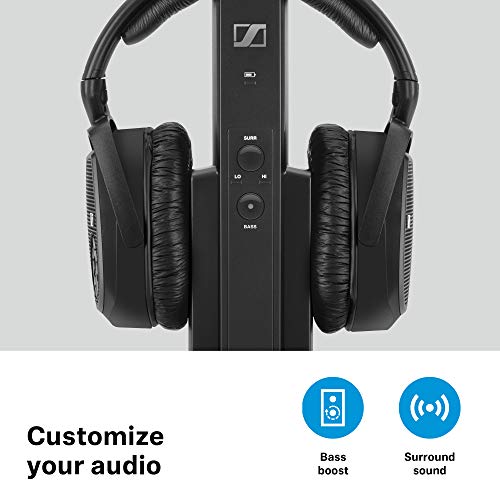 Sennheiser RS 175 RF Wireless Headphone System for TV Listening with Bass Boost and Surround Sound Modes,Black