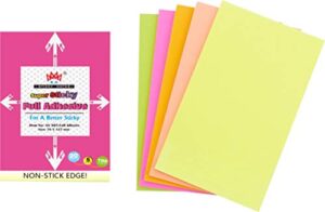 4a sticky full adhesive notes,5 1/3 x 3 inches,20 sheets/color,5 colors/pack,self-stick notes,100 sheets total,4a 305 full glue