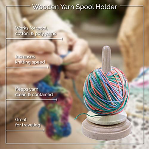 Wood Yarn Holder - with Twirling Mechanism