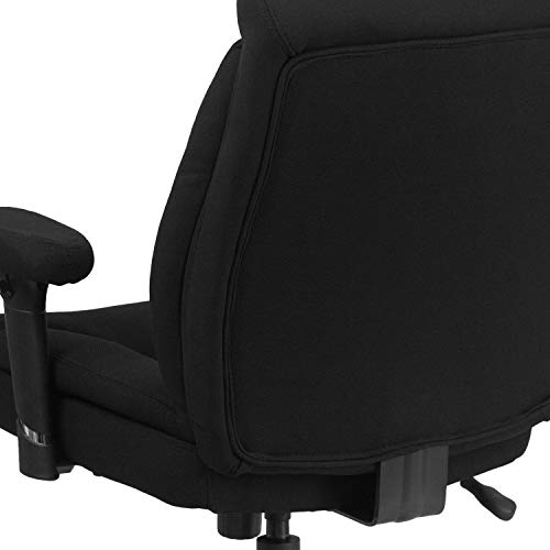 Flash Furniture HERCULES Series Big & Tall 400 lb. Rated Black Fabric Deep Tufted Swivel Ergonomic Task Office Chair with Adjustable Arms