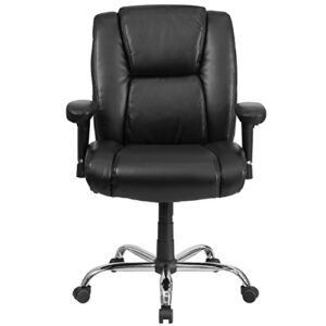 Flash Furniture HERCULES Series Big & Tall 400 lb. Rated Black LeatherSoft Ergonomic Task Office Chair with Chrome Base and Adjustable Arms