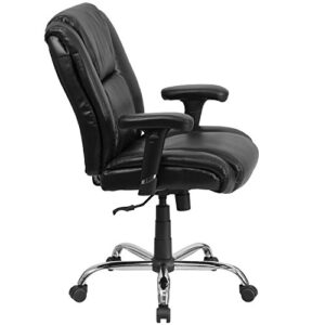 Flash Furniture HERCULES Series Big & Tall 400 lb. Rated Black LeatherSoft Ergonomic Task Office Chair with Chrome Base and Adjustable Arms