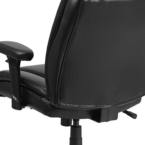 Flash Furniture HERCULES Series Big & Tall 400 lb. Rated Black LeatherSoft Ergonomic Task Office Chair with Chrome Base and Adjustable Arms