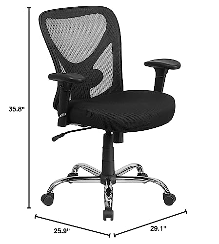 Flash Furniture Big & Tall Office Chair | Adjustable Height Mesh Swivel Office Chair with Wheels