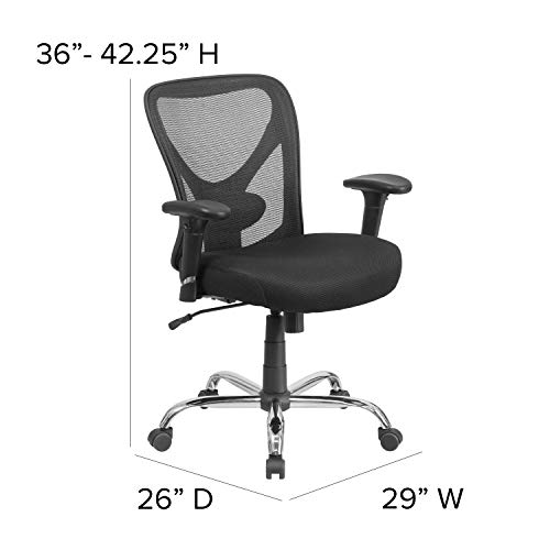 Flash Furniture Big & Tall Office Chair | Adjustable Height Mesh Swivel Office Chair with Wheels