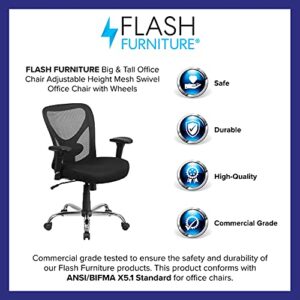 Flash Furniture Big & Tall Office Chair | Adjustable Height Mesh Swivel Office Chair with Wheels