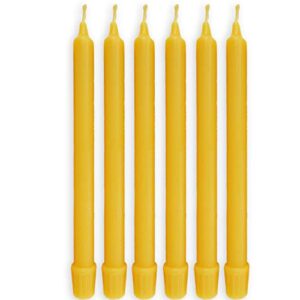 bcandle 100% pure beeswax candles (set of 6) 8-hour organic hand made - 8 inches tall, 3/4 inch diameter; tapers