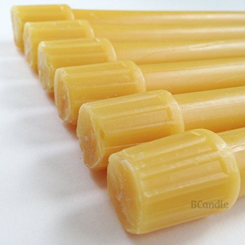 BCandle 100% Pure Beeswax Candles (Set of 6) 8-Hour Organic Hand Made - 8 Inches Tall, 3/4 Inch Diameter; Tapers