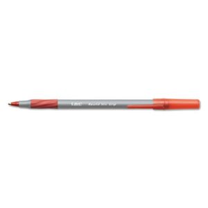 bic america gsmg11rd round stic grip xtra comfort ballpoint pen, red ink, medium, dozen (pack of 12 pens)