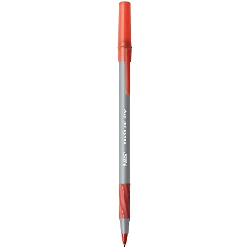 BIC America GSMG11RD Round Stic Grip Xtra Comfort Ballpoint Pen, Red Ink, Medium, Dozen (Pack of 12 pens)