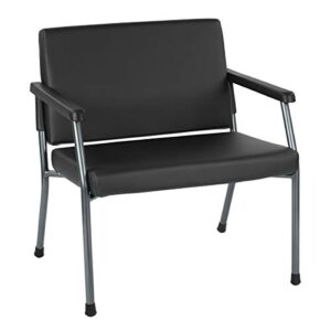 office star bariatric big and tall medical office chair with oversized 29 inch wide seat and sturdy metal frame with back reinforcement, 500 pound limit, dillon black faux leather fabric