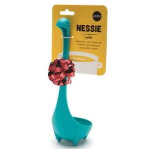 ototo nessie ladle spoon - turquoise cooking ladle - cooking gifts - use for serving soup, stew, gravy & chili - high heat resistant loch ness stand up soup ladle
