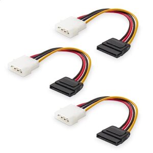 cable matters 3-pack 4 pin molex to sata power cable (sata to molex) - 6 inches