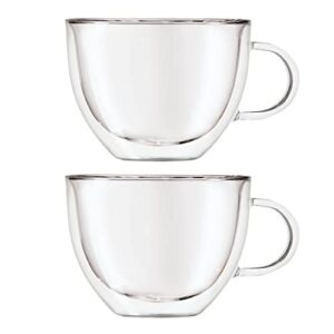 oggi set of 2 double wall glass coffee cups - 16oz, ultra clear borosilicate glass insulated coffee cup set, tea cup set, cappuccino cup set, latte cup set