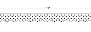 Teacher Created Resources Black Polka Dots on White Scalloped Border Trim (5593)