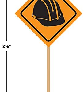 Beistle, 2 1/2-Inch, Orange/Black Construction Sign Food Picks