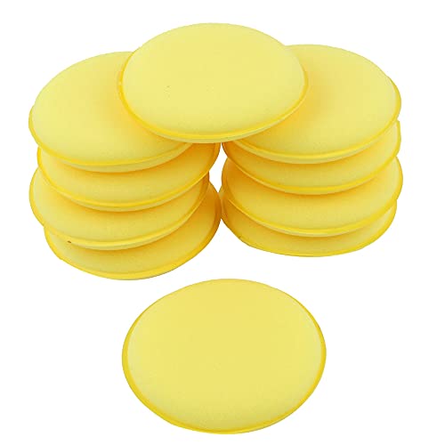 uxcell 10 Pcs Round Shaped Car Auto 4 Inch Dia Sponge Wax Applicator Pads Yellow