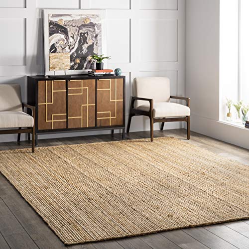 nuLOOM Rigo Hand Woven Farmhouse Jute Area Rug, 6x9, Natural