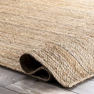 nuLOOM Rigo Hand Woven Farmhouse Jute Area Rug, 6x9, Natural