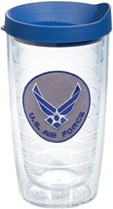 tervis air force tumbler with lid, 16 oz, clear