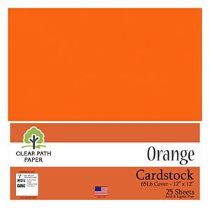 orange cardstock - 12 x 12 inch - 65lb cover - 25 sheets - clear path paper