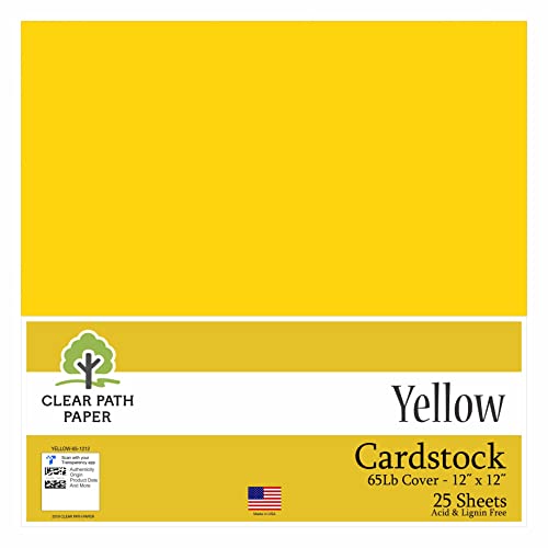 Yellow Cardstock - 12 x 12 inch - 65Lb Cover - 25 Sheets