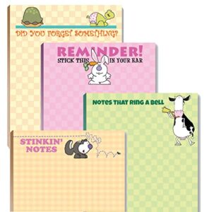 cute humorous notepads - 4 assorted funny note pads