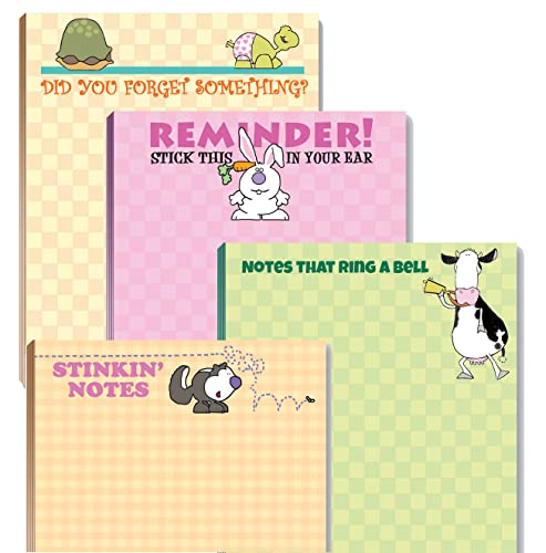 Cute Humorous Notepads - 4 Assorted Funny Note Pads