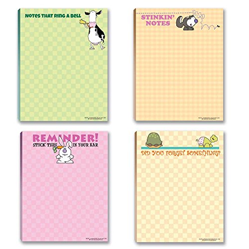 Cute Humorous Notepads - 4 Assorted Funny Note Pads