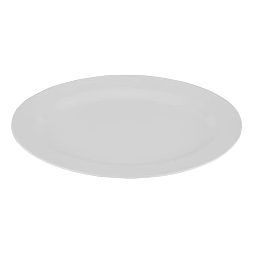 G.E.T. OP-618-W White 18" x 13.5" Oval Platter, Break Resistant Dishwasher Safe Melamine Plastic, Milano Collection