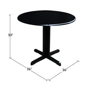 International Concepts Dual Drop Leaf Dining Table, 36-Inch, Black