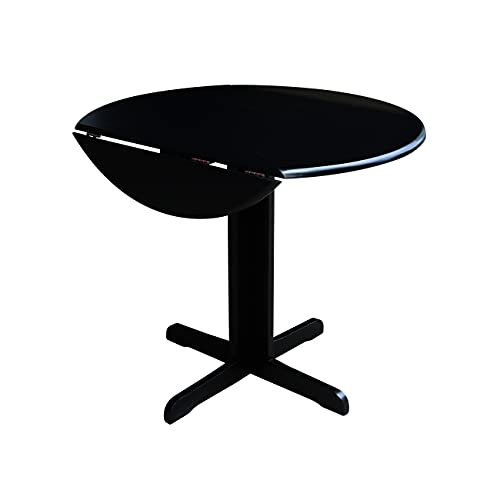 International Concepts Dual Drop Leaf Dining Table, 36-Inch, Black