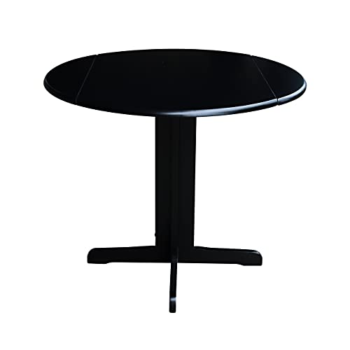 International Concepts Dual Drop Leaf Dining Table, 36-Inch, Black