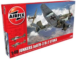 airfix junkers ju87r-2/b-2 stuka 1:48 wwii military aviation plastic model kit a07115, red
