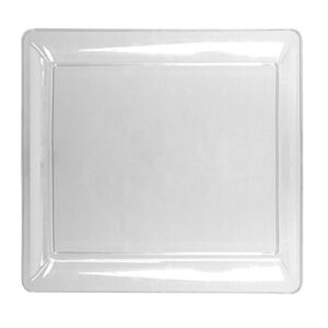 party essentials hard plastic 16 x 16-inch square serving tray, 16 by 16, crystal clear