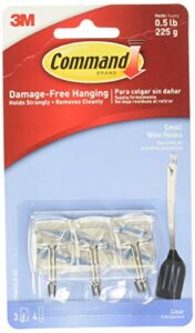 command small clear wire hooks with clear strips, 3 ea (2 pack)