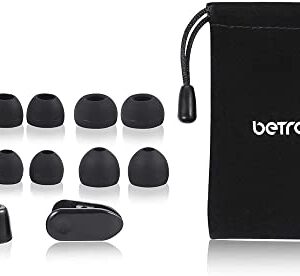 Betron B650 in Ear Headphones Earphones Wired with Noise Isolating Earbuds Tangle-Free Cord Carry Case Soft Ear Buds 3.5mm Plug (Black)
