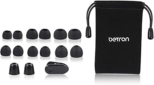 Betron B650 in Ear Headphones Earphones Wired with Noise Isolating Earbuds Tangle-Free Cord Carry Case Soft Ear Buds 3.5mm Plug (Black)